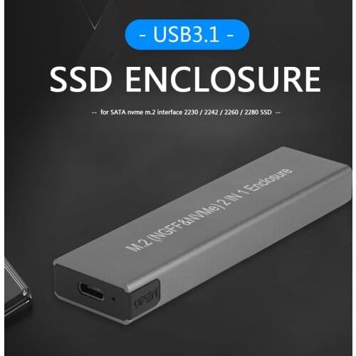 USB Type C M.2 SSD External Enclosure Box NVME PCIE NGFF SATA M/B Key Adapter External Hard Drive Disk Mobile Case