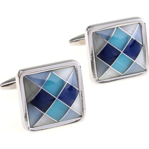 Cufflinks Retail Blue black shell square cufflinks 150817 free shipping+free gift box