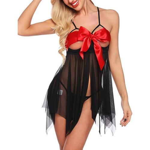 Women Sleepwear Sleeveless Chiffon Home Dress Sexy Nightgown Fashion Butterfly Female Nightdress And Thong Ladies Homewear