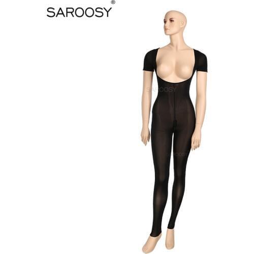 SAROOSY New Sexy Open Bra Bodysuit for Women Erotic Lingerie Nightclub Underwear Open Crotch with Zipper Short Sleeves Detail