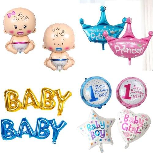 1pcs Foil Balloons Baby Shower Its A Boy Girl Helium Balloon Air Globos large Princess Crown Balloon Baby Shower Birthday Party