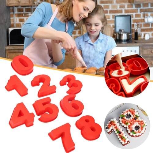 1PC Silicone Baking Cake Pans 0-8 Number Cake Mold Baking Molds for Birthday Wedding Anniversary Size 10inch