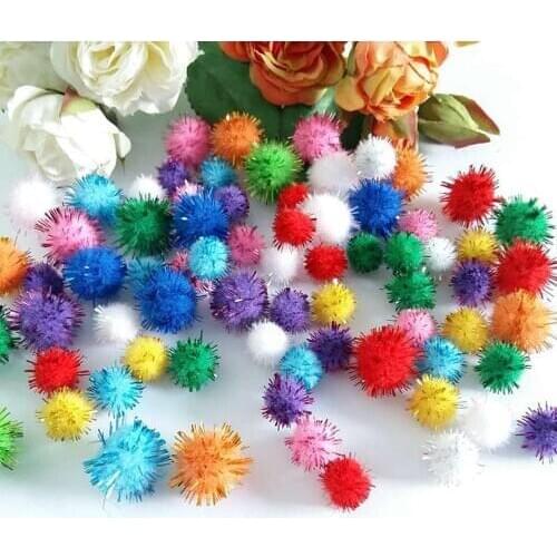 200-150Pcs Soft Pompom Balls Glitter Pom Poms Early Learning Creative Christmas Home Decoration Handmade Craft Scrapbooking Dol