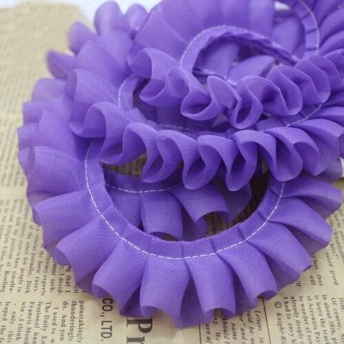 40meters 3cm Wide Pleated Fold Chiffon Tulle Lace Ribbon Trim Sewing DIY Crafts Doll Dress Wedding Garment Dress Accessories