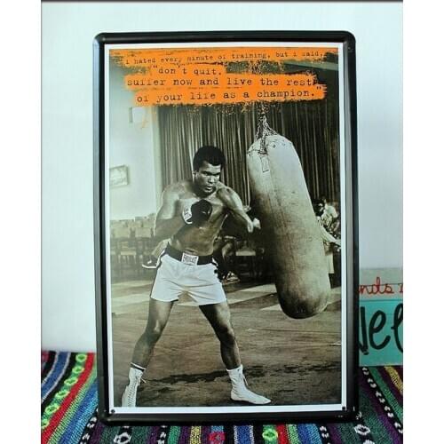 50pcs/lot Metal Sign shabby chic Muhammad ali Retro Metal Art Poster Vintage Antique Metal Tin Signs Decor home club bar A-109 2