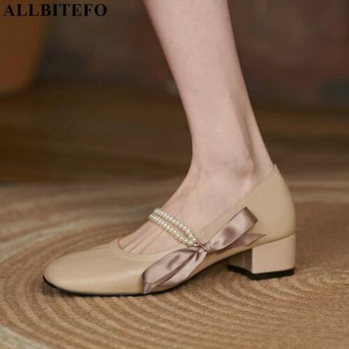 ALLBITEFO Fold Design Comfortable Genuine Leather High Heel Shoes Fashion Sexy Party Wedding Women Heels Shoes High Heels