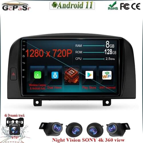 6G+128G Autoradio Touchscreen Android 11 Stereo Multimedia Radio Player for Hyundai SONATA NF 2004-2008 GPS Navigation BT WIFI