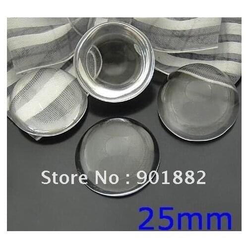 Free shipng~! 100pcs/lot 25mm clear domed magnifying round glass cabochons, photo jewelry pendant inserts