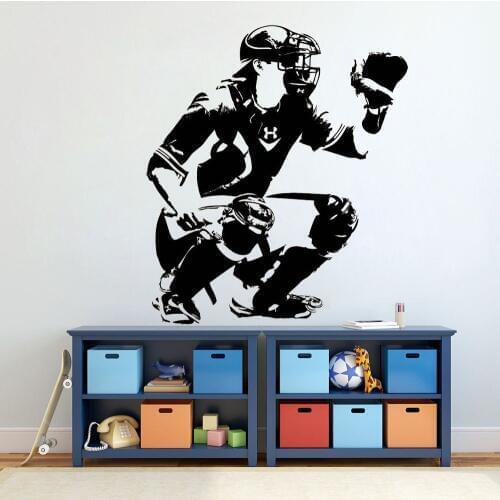 Baseball Sports Wall Stickers Baseball Catcher Sport Fan Teen Boys Room Decor Sticker Vinyl Art Home Decoration Wallpaper Z554