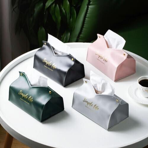 PU Leather Tissue Case Box Container Home Car Towel Napkin Papers Dispenser Holder Box Case Table Decoration