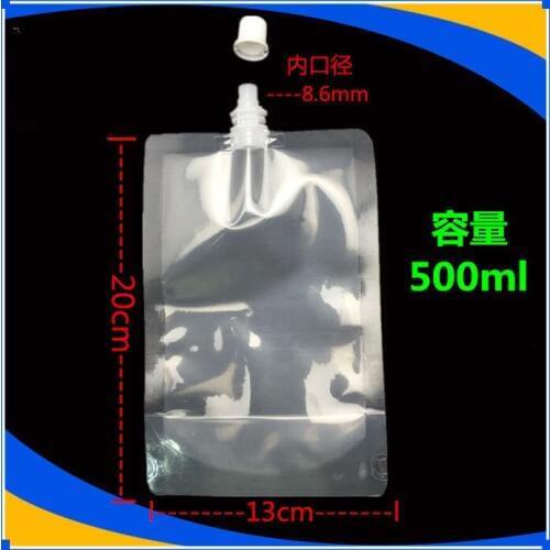 DHL 13*20cm 500ml 300Pcs/ Lot Jelly Liquid Clear PE Plastic Doypack Spout Storage Bag Soy Sauce Wine Empty Stand Up Spout Pouch