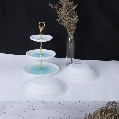 DIY Crystal Resin Epoxy Mold Three-Dimensional Three-Layer Circular Section Tray Fruit Tray Tea Tray Set Table Fruit Epoxy Mold