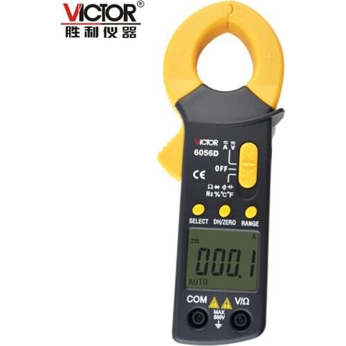 Victor VC6056D Clamp Meter Multimeter AC/DC Current Voltage Resistance Tester 600A 32mm Jaw with black bag