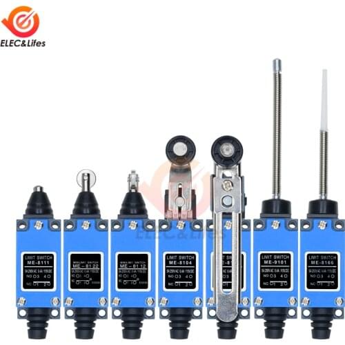 ME-8108 AC Limit Switch Rotary Adjustable Roller Lever Arm Mini Momentary Switch NO NC AC 250V 5A 8104 8107 8166 8122 8111 9101