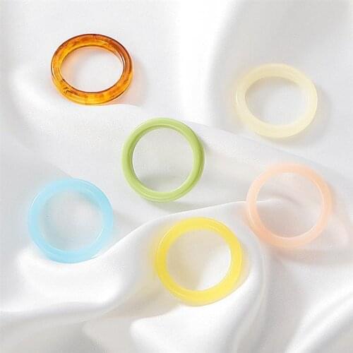 1pc Creative Resin Ring Fashion Solid Color Finger Ring Knuckle Ring For Women Girl Jewelry Accessories Party Dress Up