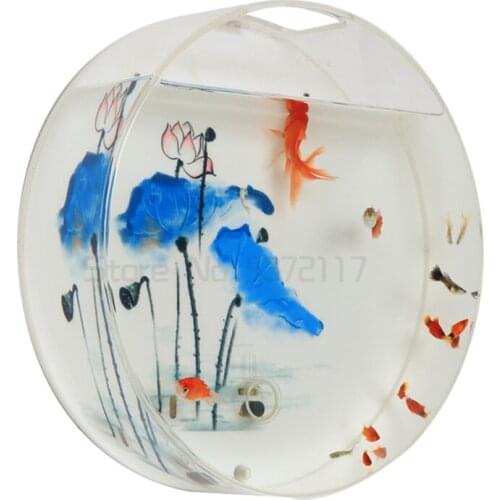 Creative wall mounted fish tank ecological cycle intelligent fish tank wall mounted goldfish tank water free acrylic water