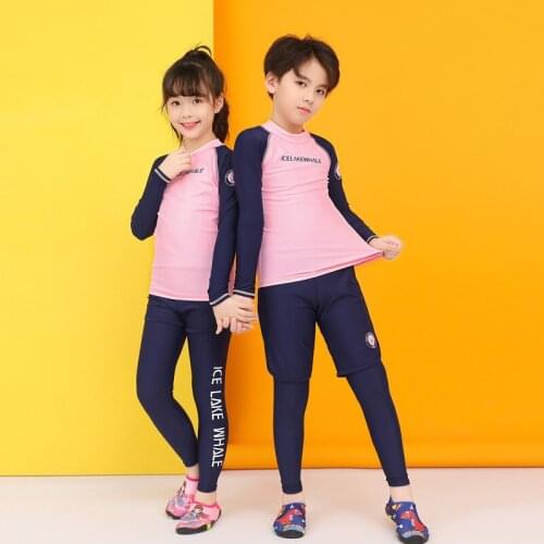 2021 Summer Children Swimsuit Quick Dry Sun Proof Child Rushguard 3 Piece Set Boy Girl Swimwear Long Sleeve Surfing Diving Suit