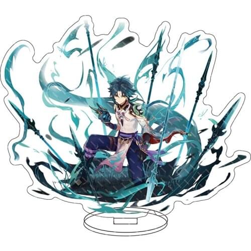 Hot Anime Figure Genshin Impact Zhongli Diluc Venti Klee Keqing Qiqi Acrylic Stand Model Plate Desk Decor Standing Sign Fan Gift