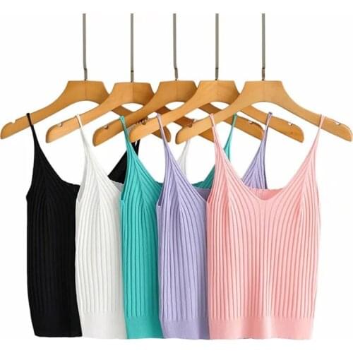 DOUJILI Hot Summer Tank Top Sleeveless Backless Solid Color Soft Cotton Knit Ladies Tops Casual Wearing