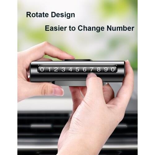 Metal Car Temporary Parking Card Rotatable Number Hidden Double Sided Car Styling Parking Phone Number Plate