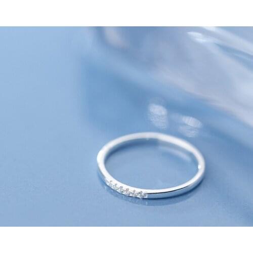 MIQIAO 925 Sterling Silver Rings For Women Minimalist Female Fashion Simple Diamond-set Zircon Wedding Anniversary Gift