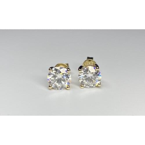 Mosangnai 14K Yellow Gold Earrings With 6.5MM 1.0 Carat D VVS1 Moissanite Diamonds