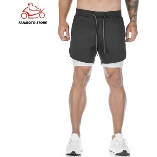 2020 Summer Running motorcycles Shorts Men 2 in 1 Sports Jogging Fitness Shorts Training Quick Dry Mens Gym Men Sport gym Shorts