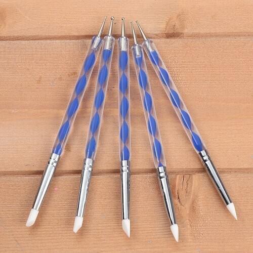 5Pcs/Set Modeling Pen Set Clay Sculpting Wax Carving Pottery Dotting Tool Shapers Polymer Modeling Pen Nail Art Silicone Shapers