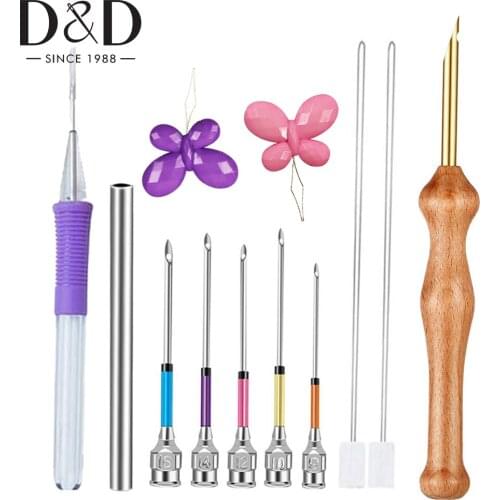 12pcs Embroidery Pens Sewing Embroidery Punch Needle Weaving Tools for Thread and Yarn DIY Crafts Stitching Applique Tool