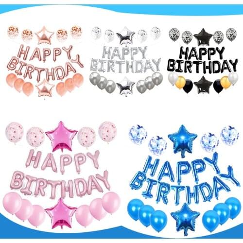 Happy Birthday Balloons Decorations set Foil Mylar letter Balloons Banner Balloons for Birthday Party Decorations and Supplies