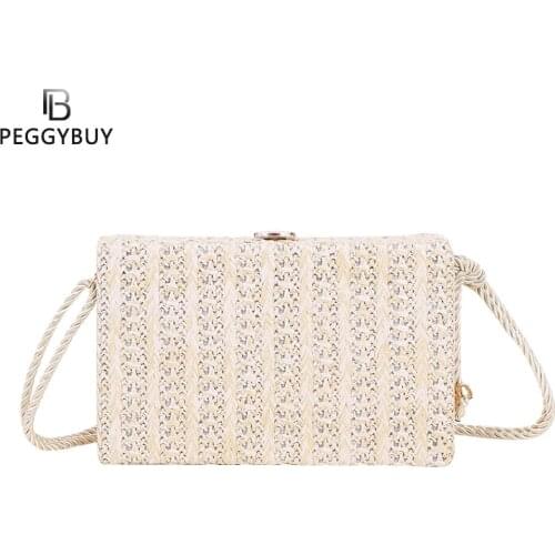 2021 New Fashion Shoulder Bags Handbags Woven Hollow Shoulder Messenger Bag Women Vacation Box Mini Flap Purse