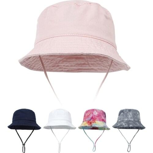 2021 New Baby Caps Spring Summer Panama Beach Sun bucket Hats Tie-dyed Kids Basin Hat Flat Casual Children Fishman Cap 1-5Y