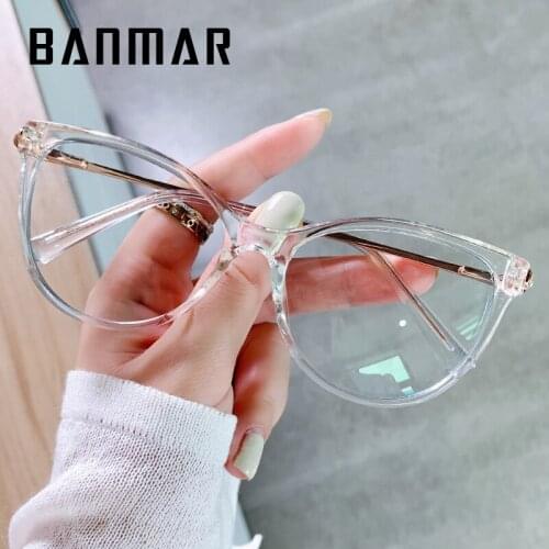 BANMAR Blue Light Blocking Glasses Retro Cat Eye Optical Frames Men Women Prescription Glasses Clear Lens Eyeglasses Spectacle