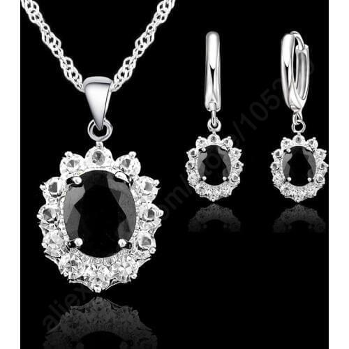 Elegant Woman Wedding Engagement Necklace Earring Jewelry Sets 925 Sterling Silver Cubic Zirconia Crystal Good Quality