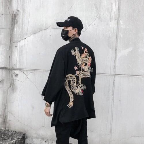 2021 Fashion Spring Summer Black Color Coat Japanese Kimono Cardigan Kimono Female Haori for Woman Man Loose Thin Outer Garment