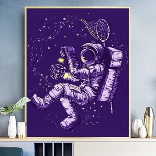 Cartoon Space Astronaut Painting by numbers 50x40cm Universe Planet Exploration Poster Home Decor Painting Wall Art Pictures