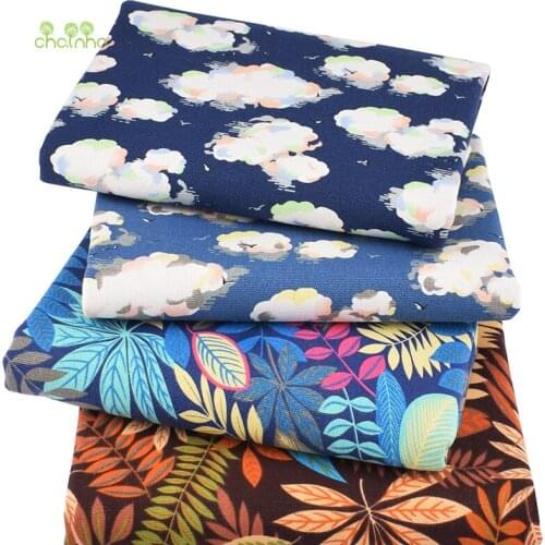 Clouds & Leaves Patterns,Cotton Canvas Fabric,Handmade Sewing Fabric Clothes For Sofa Curtain Bag Home Decoration Material