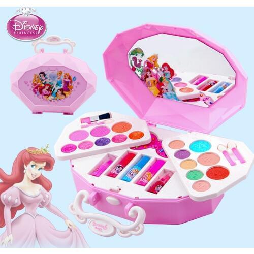 Pink Cosmetic Makeup kit Disney Beautiful Princess Style for Girl Non-toxic Practicing Make Up Toy