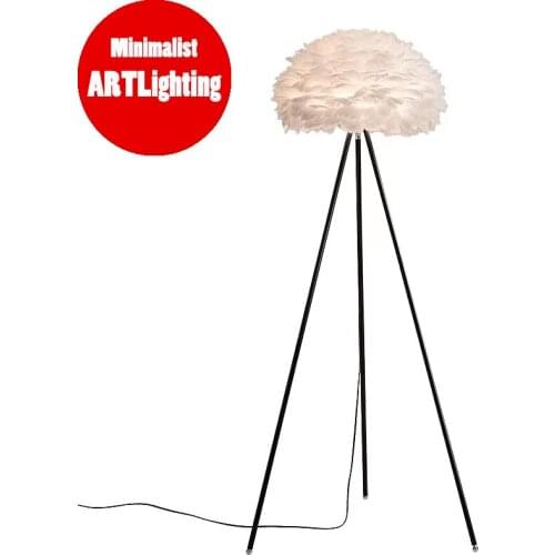 Modern Nordic Luxury INS Feathers LED Corner Floor Lamp Bedside Floor Light Romantic Decoration Livingroom Feather Standing Lamp