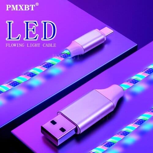 Glowing LED lighting Cable for iphone 11 XR Micro USB Type C Mobile Phones Fast Charging Charger Cable Data Cord USB C Wire Line