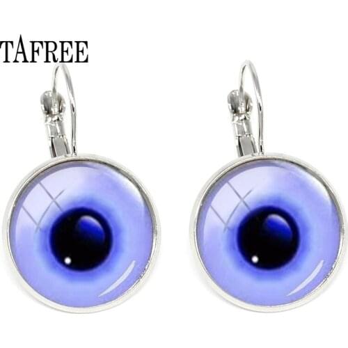 TAFREE Fashion Evil Eyes Clips Earrings Light Purple Eyes Glass Colors Eyes Earrings For Women Gift Color Jewelry EY299