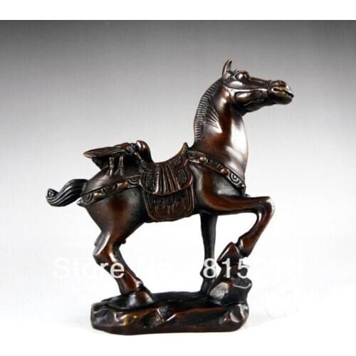 Wang 000934 Chinese bronze sculpture Horses and flies -- Immediately make fortune