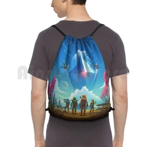 No ManS Sky Backpack Drawstring Bags Gym Bag Waterproof No Mans Sky Games Gaming Gaming Art