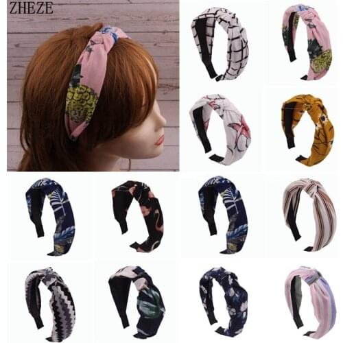 12pcs/lot NEW Fashion Floral Soft Knotted Flamingo Headband Hairband For Women Lady Bow Hair Hoop Hair Accessories Headwear