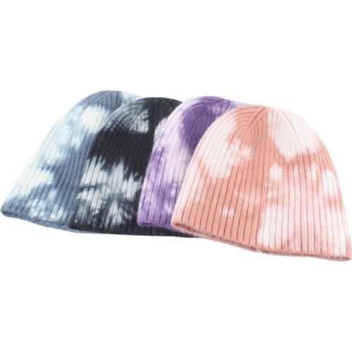 Female Tie Dye Beanies Winter Hats For Women Casual Autumn Knitted Beanie Girls Fashion High Quality Bonnet Cap Soft Wool Hat