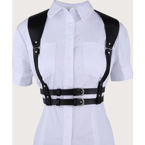 Punk Leather Harness Women Belt Strap Girdle Sexy Women Handmade Belt Decorative Shirt Dress Smooth Buckle Vest Harness Belt