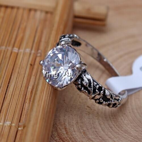 Yingwu Top Quality Silver Color CZ Cubic Zirconia Wedding Ring Bague Cubic Zircon Anniversary Jewelry For Women 10pcs