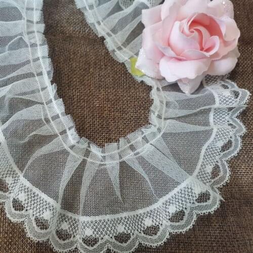 1Yards Embroidery Lace Fabric Flower Applique Guipure Tulle Lace Trim 6.8cm Sewing Ribbon Clothes Laces Dress Decor Crafts QT28