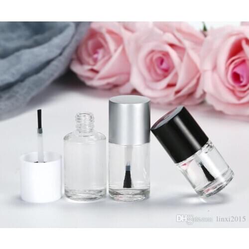 10ml High Quality Empty Round Shape Nail Polish Bottles UV Cap Small Brush Nail Art Container Glass Nail Art Bottles SN1143
