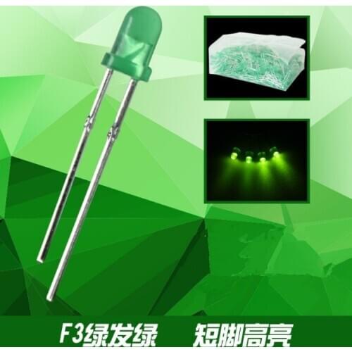 1000pcs Green LED 3MM Green light-emitting diode Green turn Green F3 3mm Green Round Superbright LED Light LED diffused